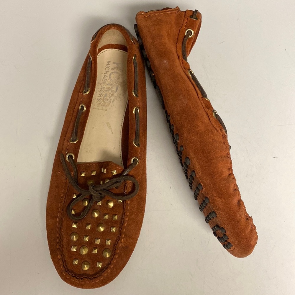 MICHAEL KORS Suede Slip On Studded Moccasin Shoes